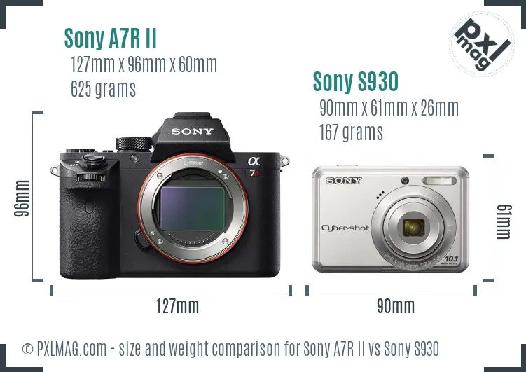 Sony A7R II vs Sony S930 size comparison