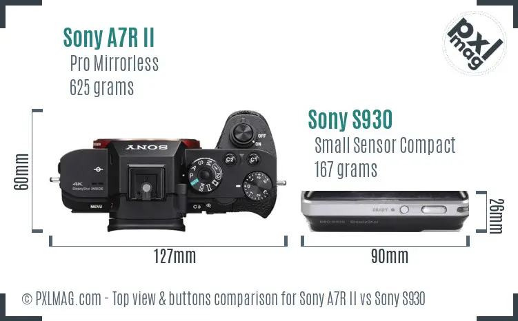 Sony A7R II vs Sony S930 top view buttons comparison