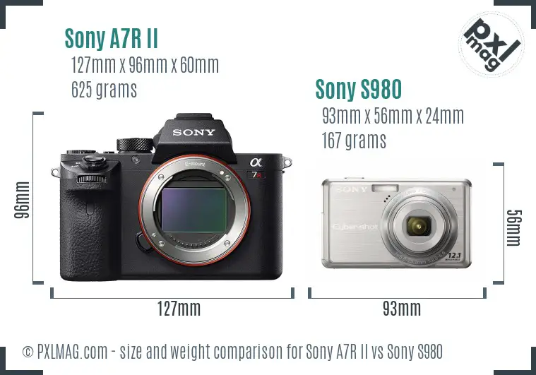 Sony A7R II vs Sony S980 size comparison