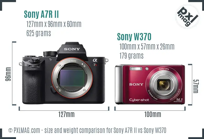 Sony A7R II vs Sony W370 size comparison