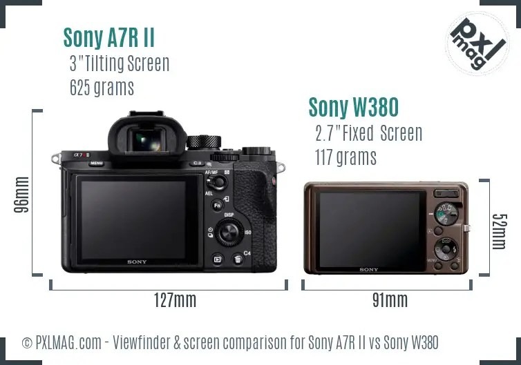 Sony A7R II vs Sony W380 Screen and Viewfinder comparison