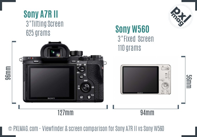 Sony A7R II vs Sony W560 Screen and Viewfinder comparison