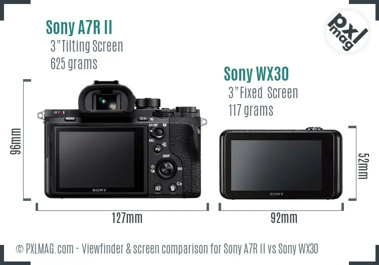 Sony A7R II vs Sony WX30 Screen and Viewfinder comparison Sony A7R II vs Sony WX30 Screen and Viewfinder comparison