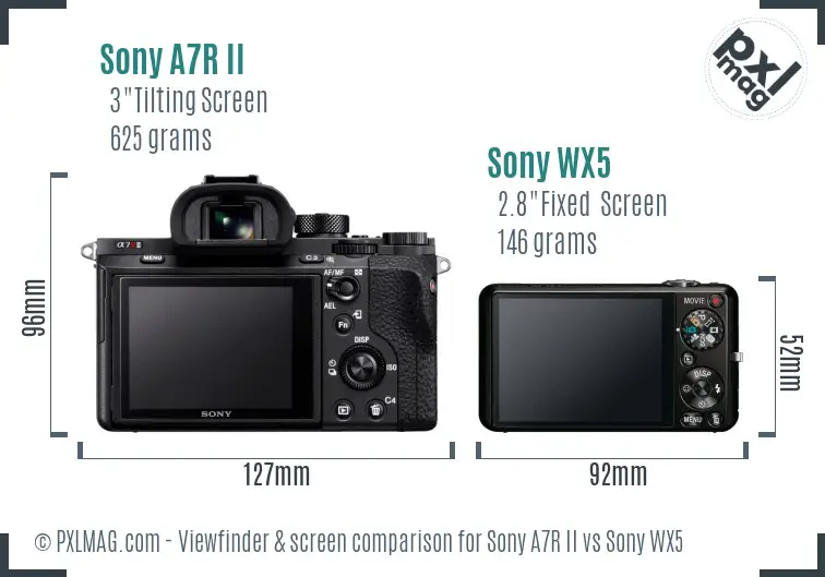 Sony A7R II vs Sony WX5 Screen and Viewfinder comparison