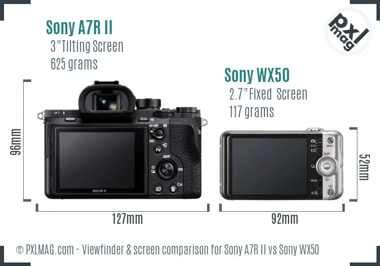 Sony A7R II vs Sony WX50 Screen and Viewfinder comparison