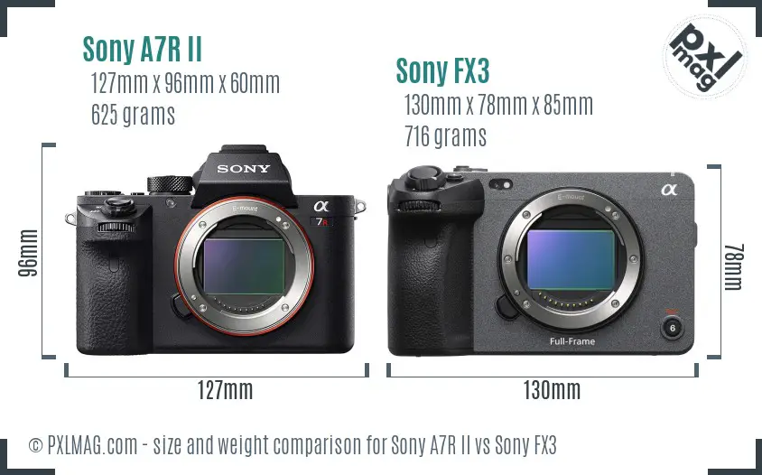 Sony A7R II vs Sony FX3 size comparison Sony A7R II vs Sony FX3 size comparison