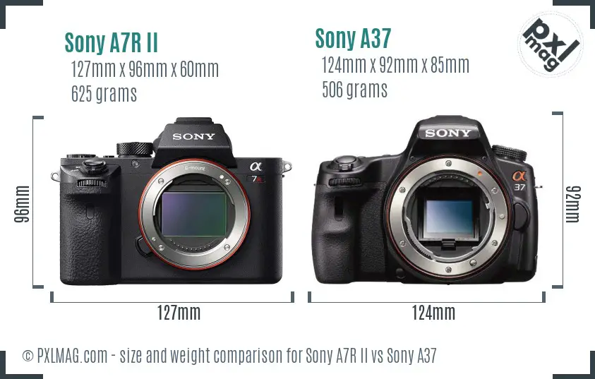 Sony A7R II vs Sony A37 size comparison