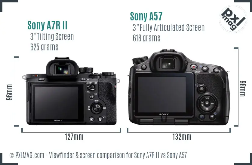 Sony A7R II vs Sony A57 Screen and Viewfinder comparison Sony A7R II vs Sony A57 Screen and Viewfinder comparison