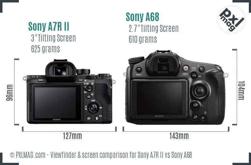 Sony A7R II vs Sony A68 Screen and Viewfinder comparison Sony A7R II vs Sony A68 Screen and Viewfinder comparison
