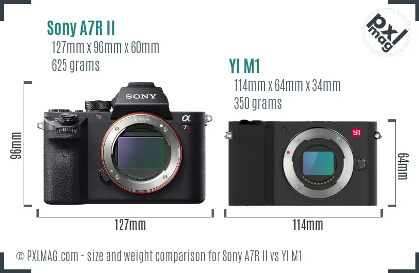 Sony A7R II vs YI M1 size comparison