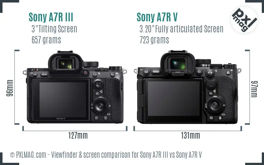 Sony A7R III vs Sony A7R V Screen and Viewfinder comparison