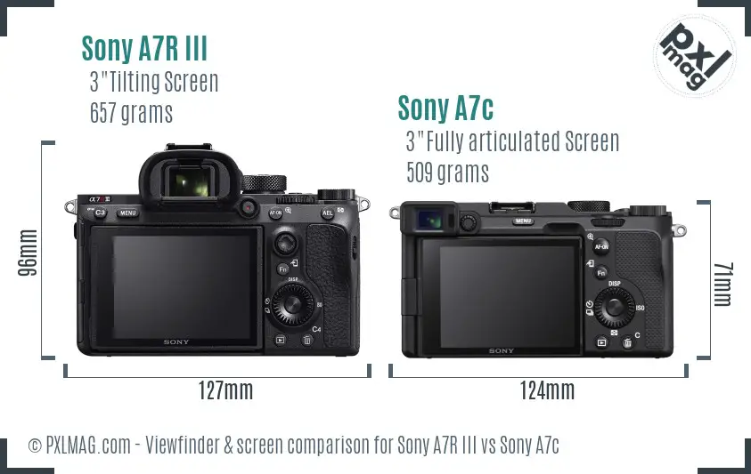 Sony A7R III vs Sony A7c Screen and Viewfinder comparison