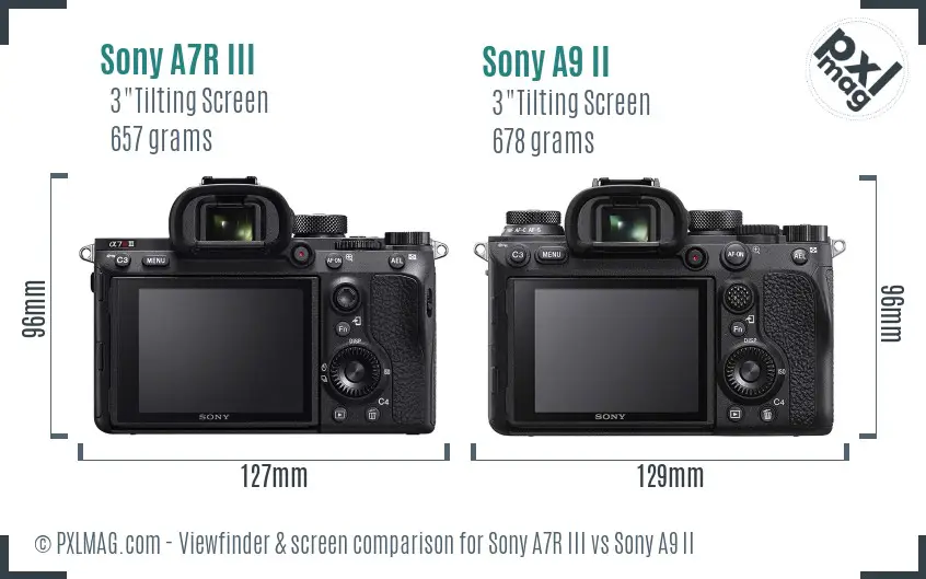 Sony A7R III vs Sony A9 II Screen and Viewfinder comparison