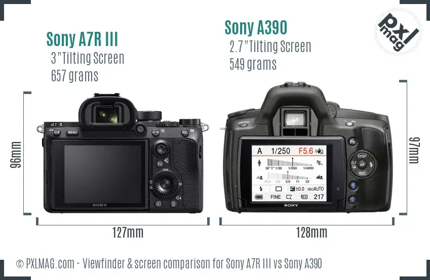 Sony A7R III vs Sony A390 Screen and Viewfinder comparison