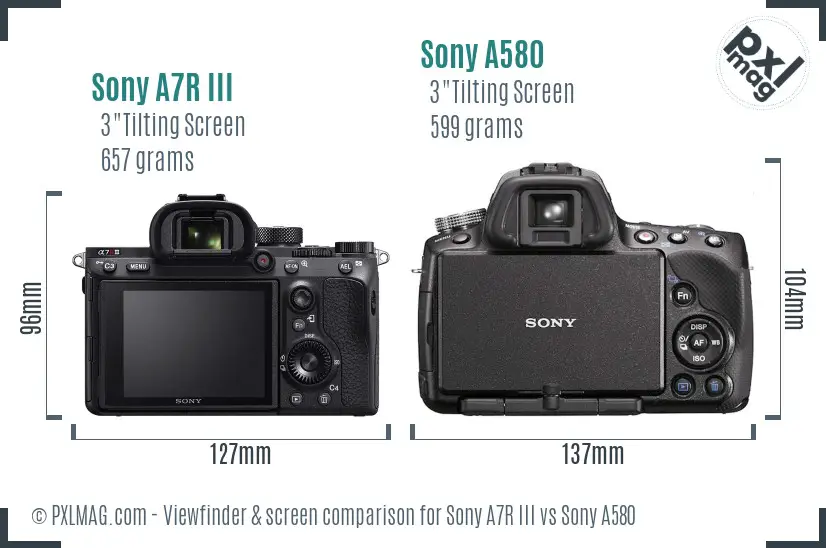 Sony A7R III vs Sony A580 Screen and Viewfinder comparison
