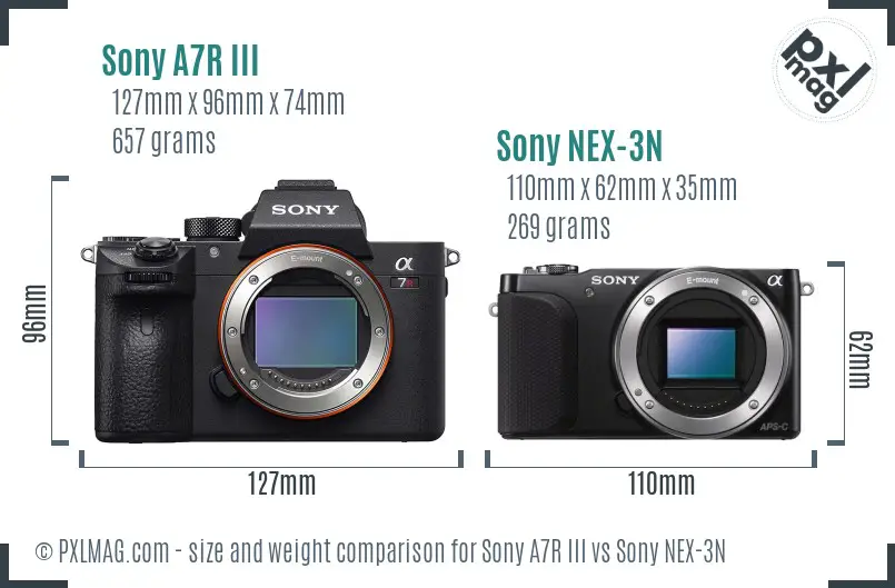 Sony A7R III vs Sony NEX-3N size comparison
