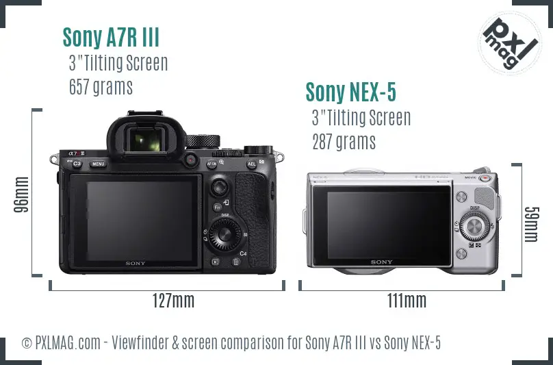 Sony A7R III vs Sony NEX-5 Screen and Viewfinder comparison