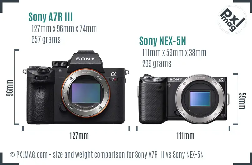 Sony A7R III vs Sony NEX-5N size comparison