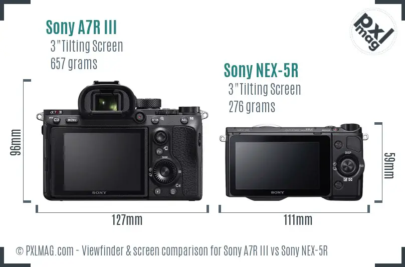 Sony A7R III vs Sony NEX-5R Screen and Viewfinder comparison