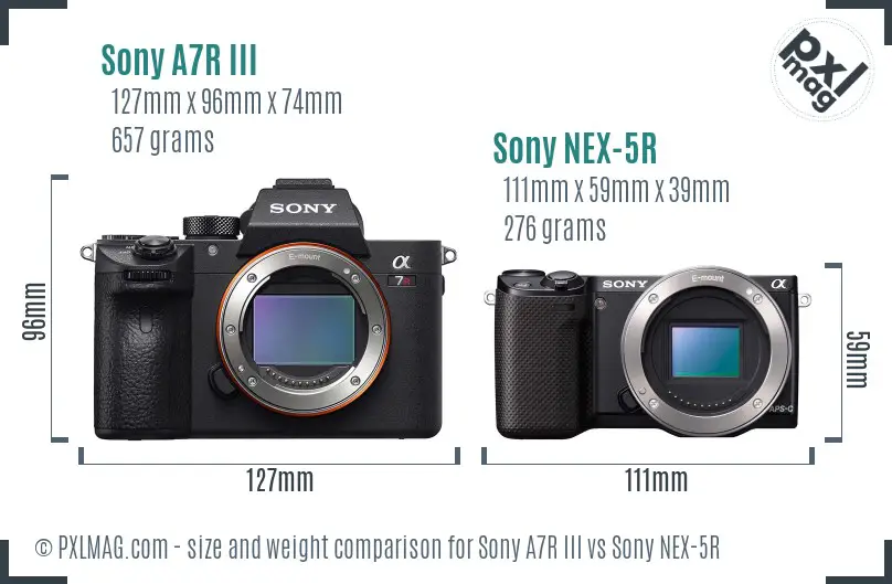 Sony A7R III vs Sony NEX-5R size comparison