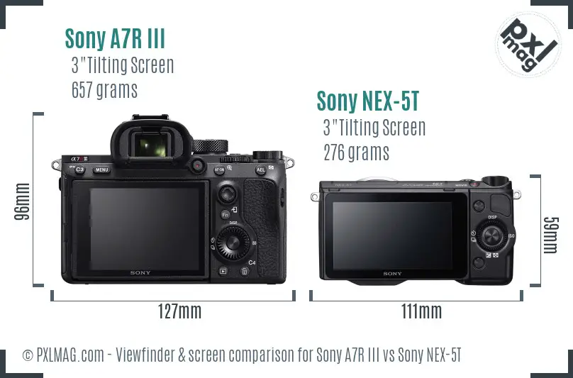Sony A7R III vs Sony NEX-5T Screen and Viewfinder comparison