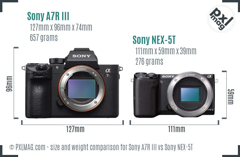 Sony A7R III vs Sony NEX-5T size comparison