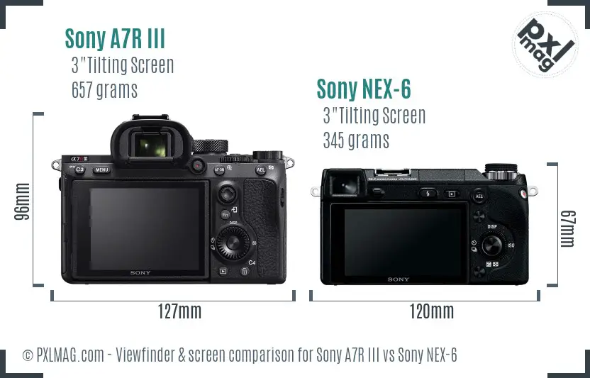 Sony A7R III vs Sony NEX-6 Screen and Viewfinder comparison