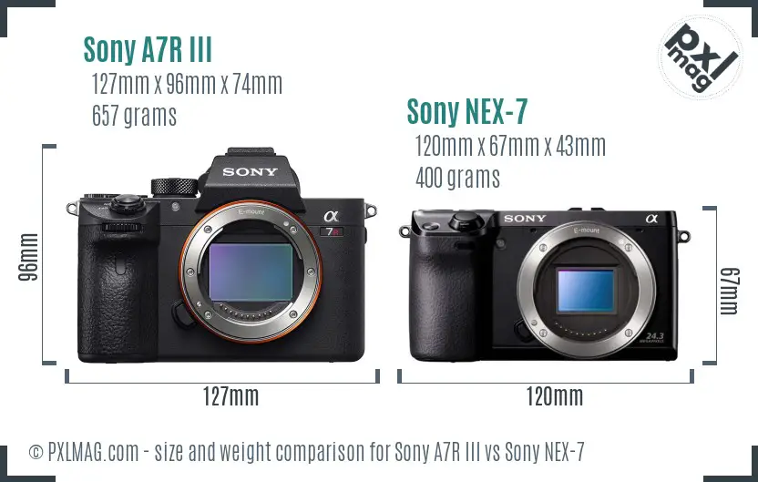 Sony A7R III vs Sony NEX-7 size comparison