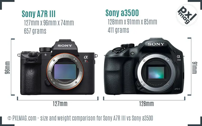 Sony A7R III vs Sony a3500 size comparison