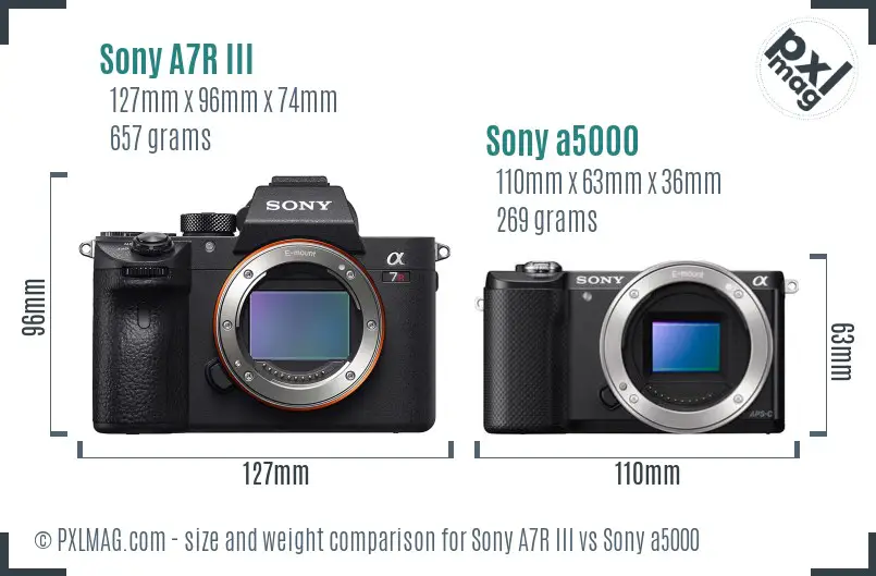 Sony A7R III vs Sony a5000 size comparison