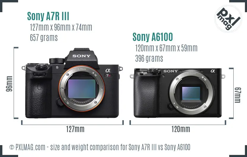 Sony A7R III vs Sony A6100 size comparison