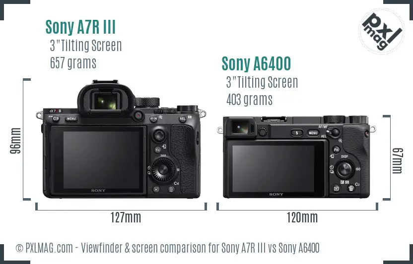 Sony A7R III vs Sony A6400 Screen and Viewfinder comparison