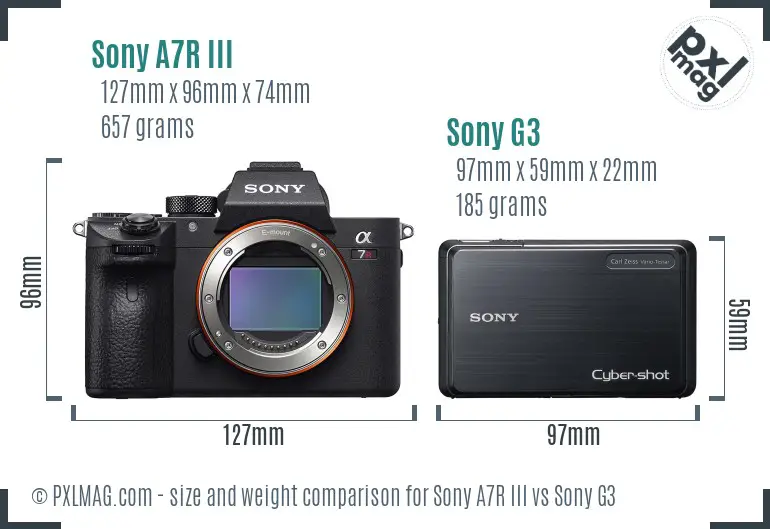 Sony A7R III vs Sony G3 size comparison