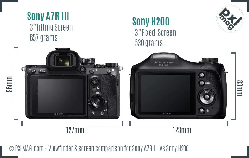 Sony A7R III vs Sony H200 Screen and Viewfinder comparison