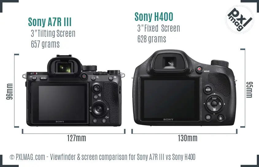Sony A7R III vs Sony H400 Screen and Viewfinder comparison