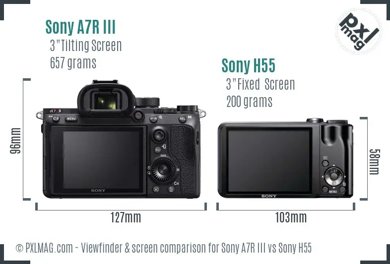 Sony A7R III vs Sony H55 Screen and Viewfinder comparison
