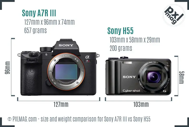 Sony A7R III vs Sony H55 size comparison