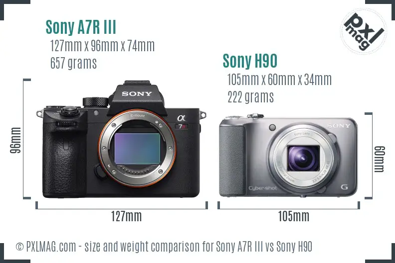 Sony A7R III vs Sony H90 size comparison