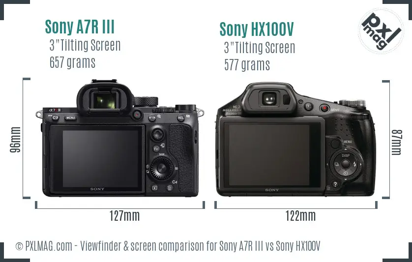 Sony A7R III vs Sony HX100V Screen and Viewfinder comparison