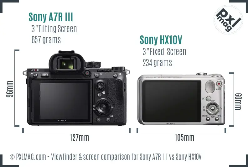 Sony A7R III vs Sony HX10V Screen and Viewfinder comparison