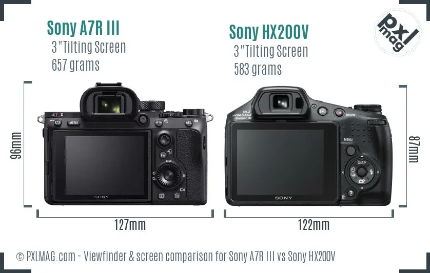 Sony A7R III vs Sony HX200V Screen and Viewfinder comparison
