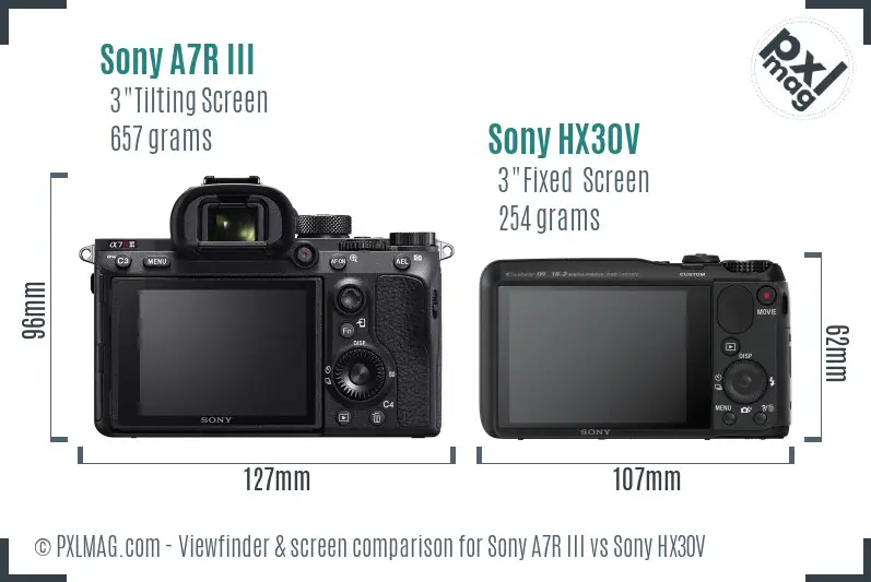 Sony A7R III vs Sony HX30V Screen and Viewfinder comparison