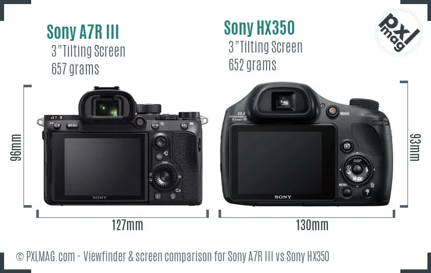 Sony A7R III vs Sony HX350 Screen and Viewfinder comparison