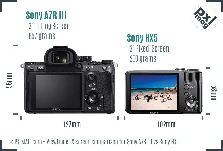 Sony A7R III vs Sony HX5 Screen and Viewfinder comparison