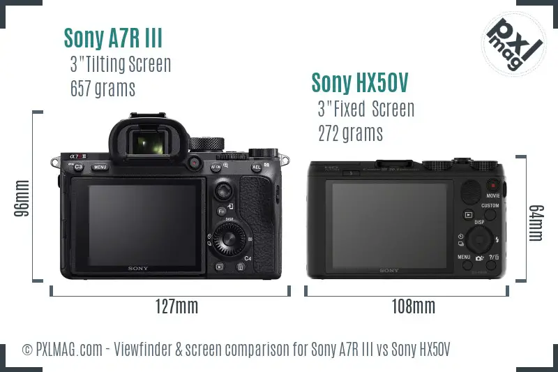 Sony A7R III vs Sony HX50V Screen and Viewfinder comparison