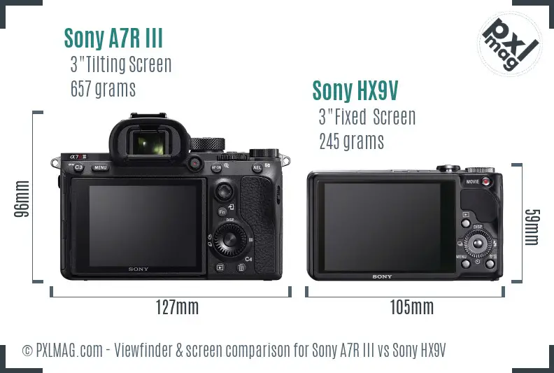 Sony A7R III vs Sony HX9V Screen and Viewfinder comparison