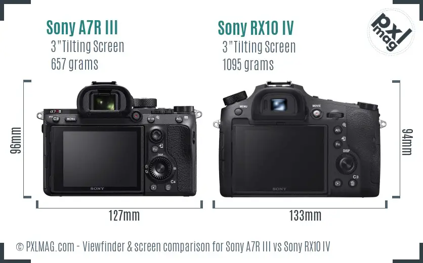 Sony A7R III vs Sony RX10 IV Screen and Viewfinder comparison