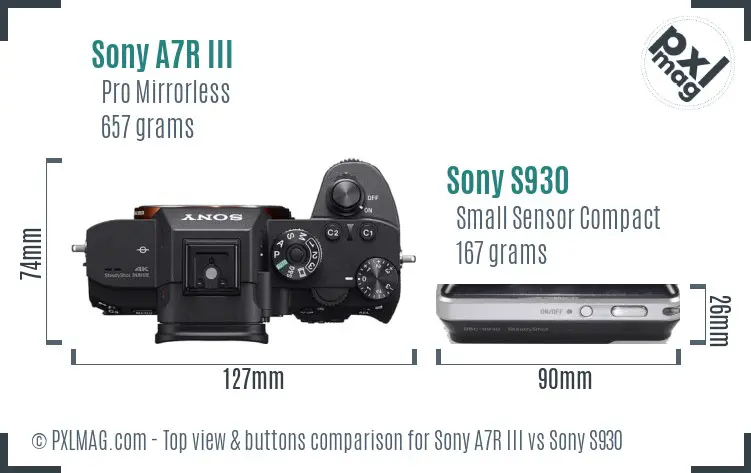 Sony A7R III vs Sony S930 top view buttons comparison