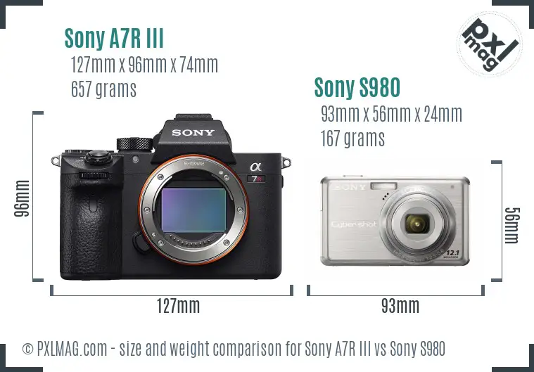 Sony A7R III vs Sony S980 size comparison