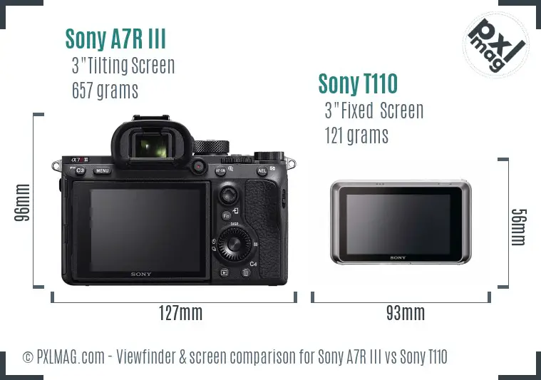 Sony A7R III vs Sony T110 Screen and Viewfinder comparison